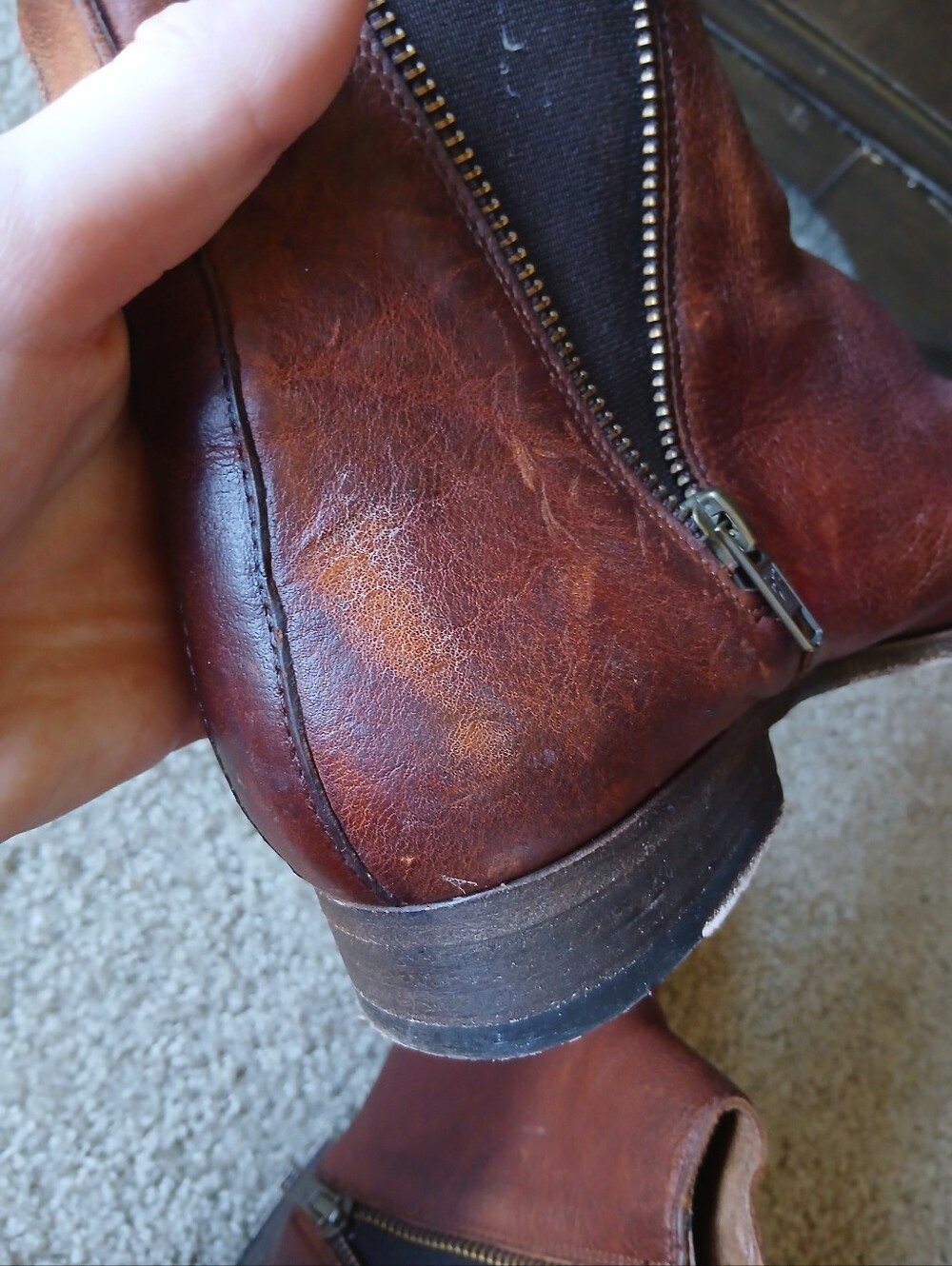Frye Brown Leather Zip Ankle Boots - Picture 8 of 10